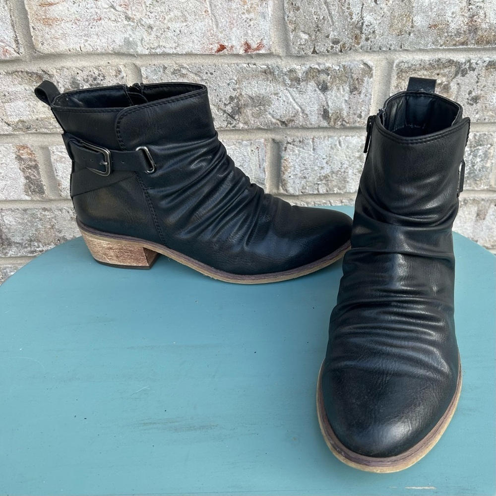 BareTraps Black Ankle Booties with Buckle Detail